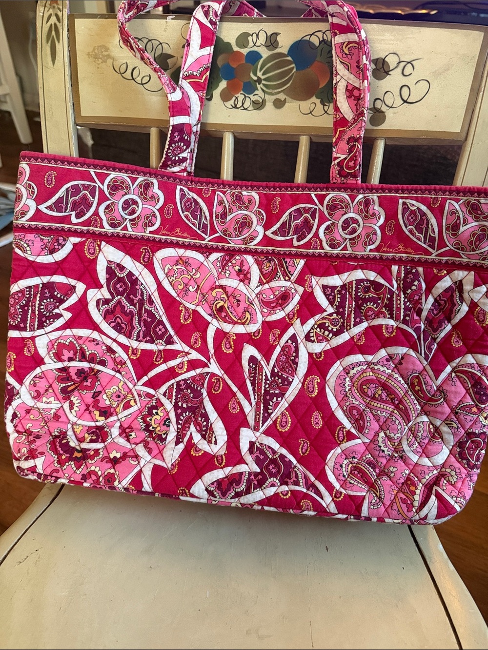 🌸 Vera Bradley Retired "Rosy Posies" Quilted Tote Bag 🌸
